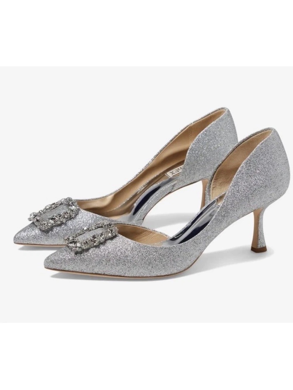Badgley Mischka Fabia Embellished Pump Women's Silver Textile Size US 8.5 - Picture 2 of 10